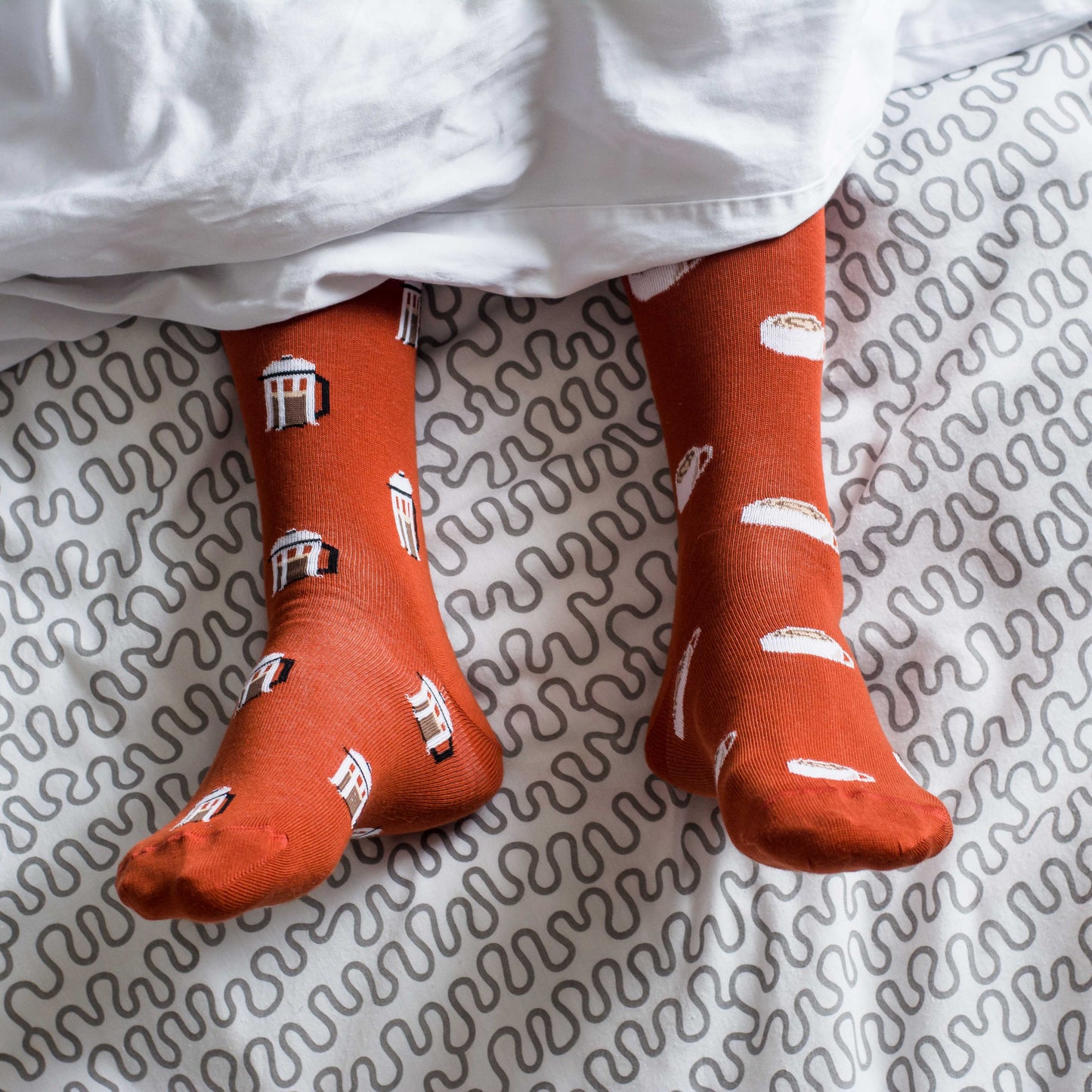 French Press & Coffee Mismached Mens Socks