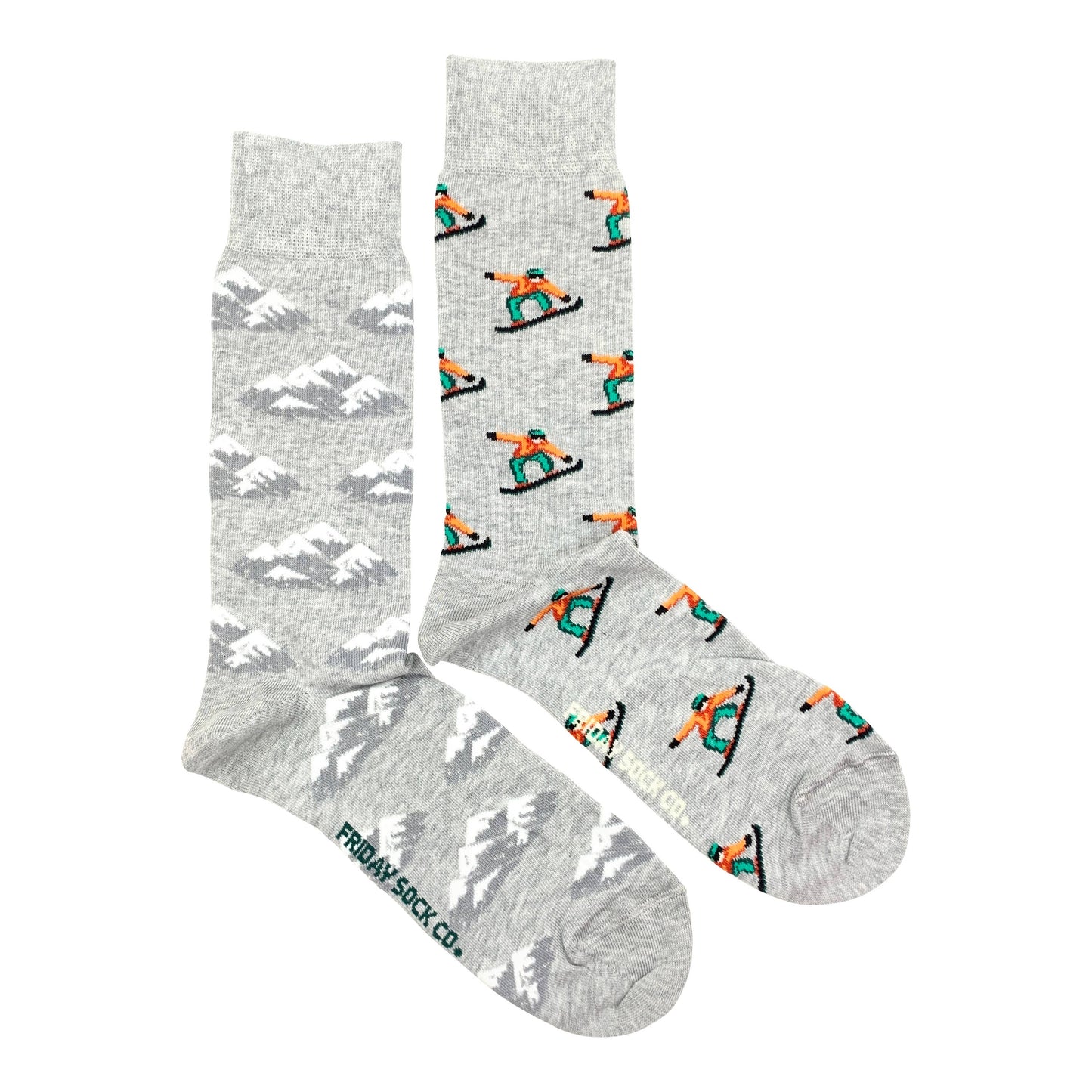 Mountain & Snowboarder Mismatched Mens Socks