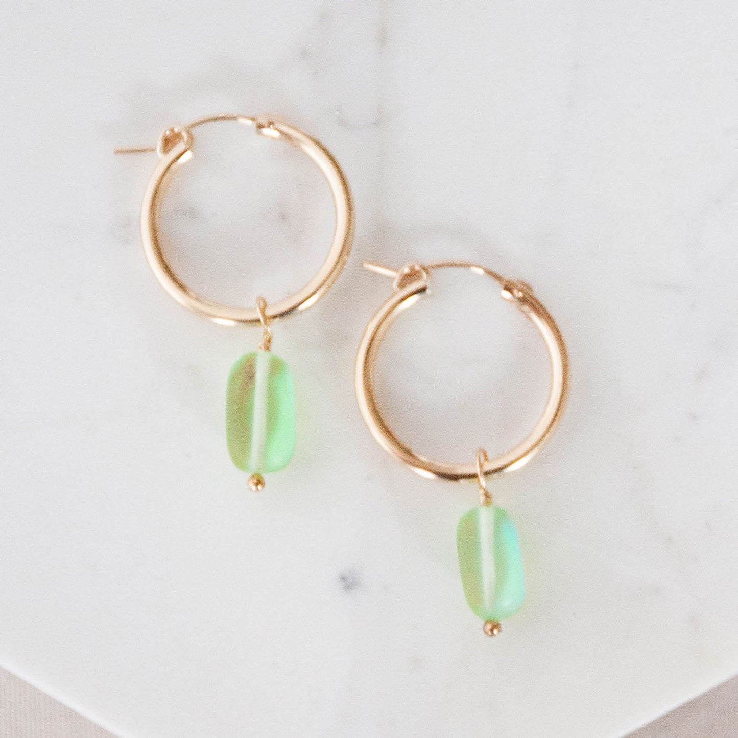 Green XL Huggie Hoops