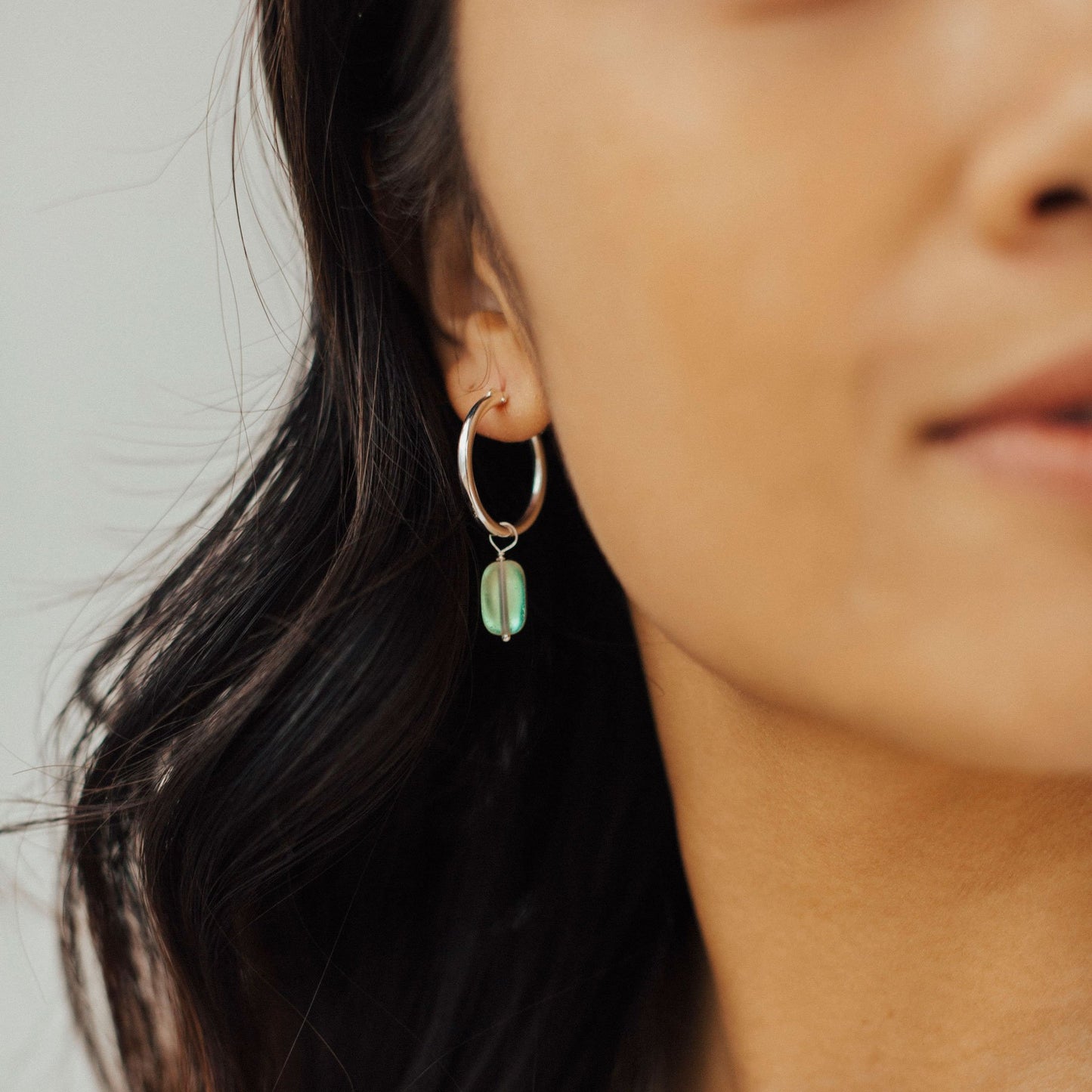 Green XL Huggie Hoops