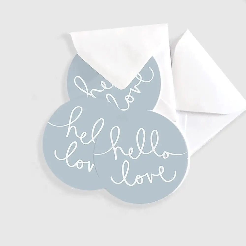 Hello Love Mini Circle Flat Card Set of 10 Card