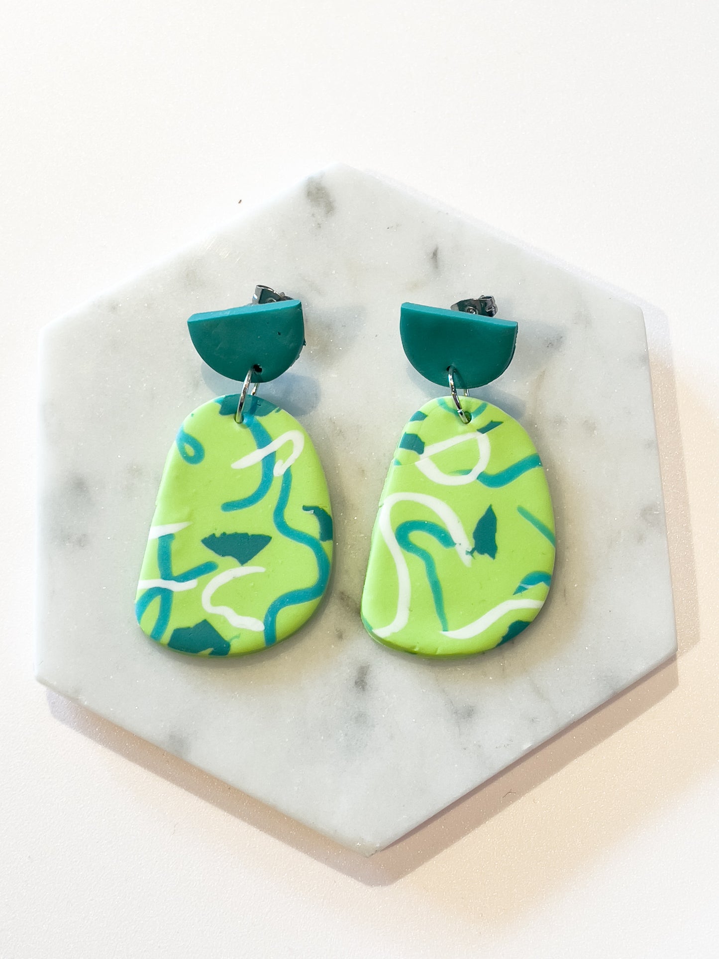 Over the Moon Earrings - neon green