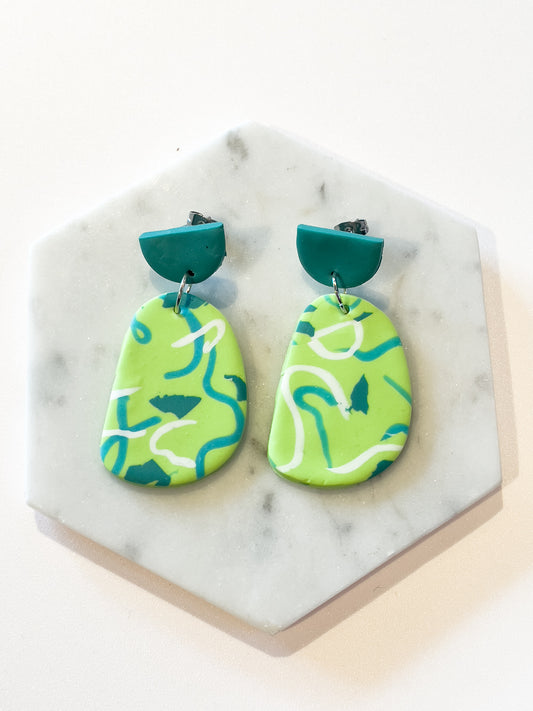 Over the Moon Earrings - neon green