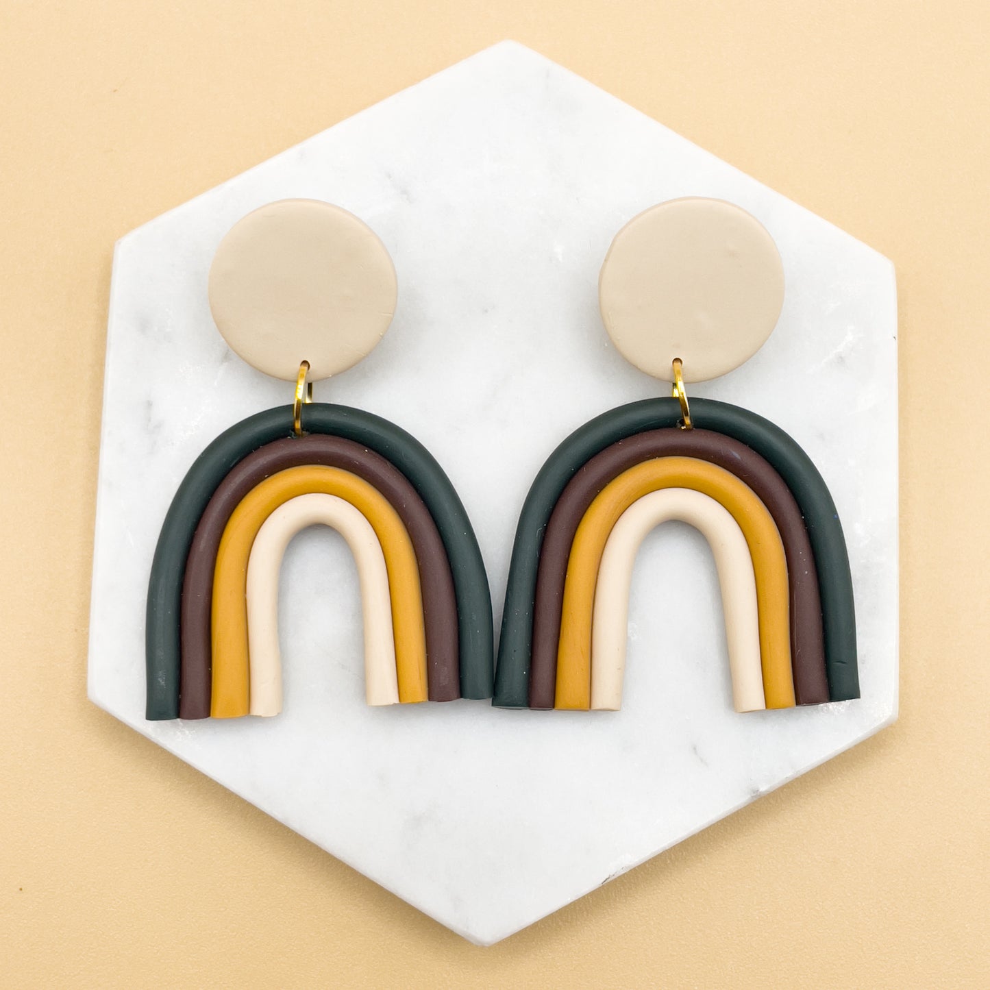 Large Rainbow Dot earrings - Earth