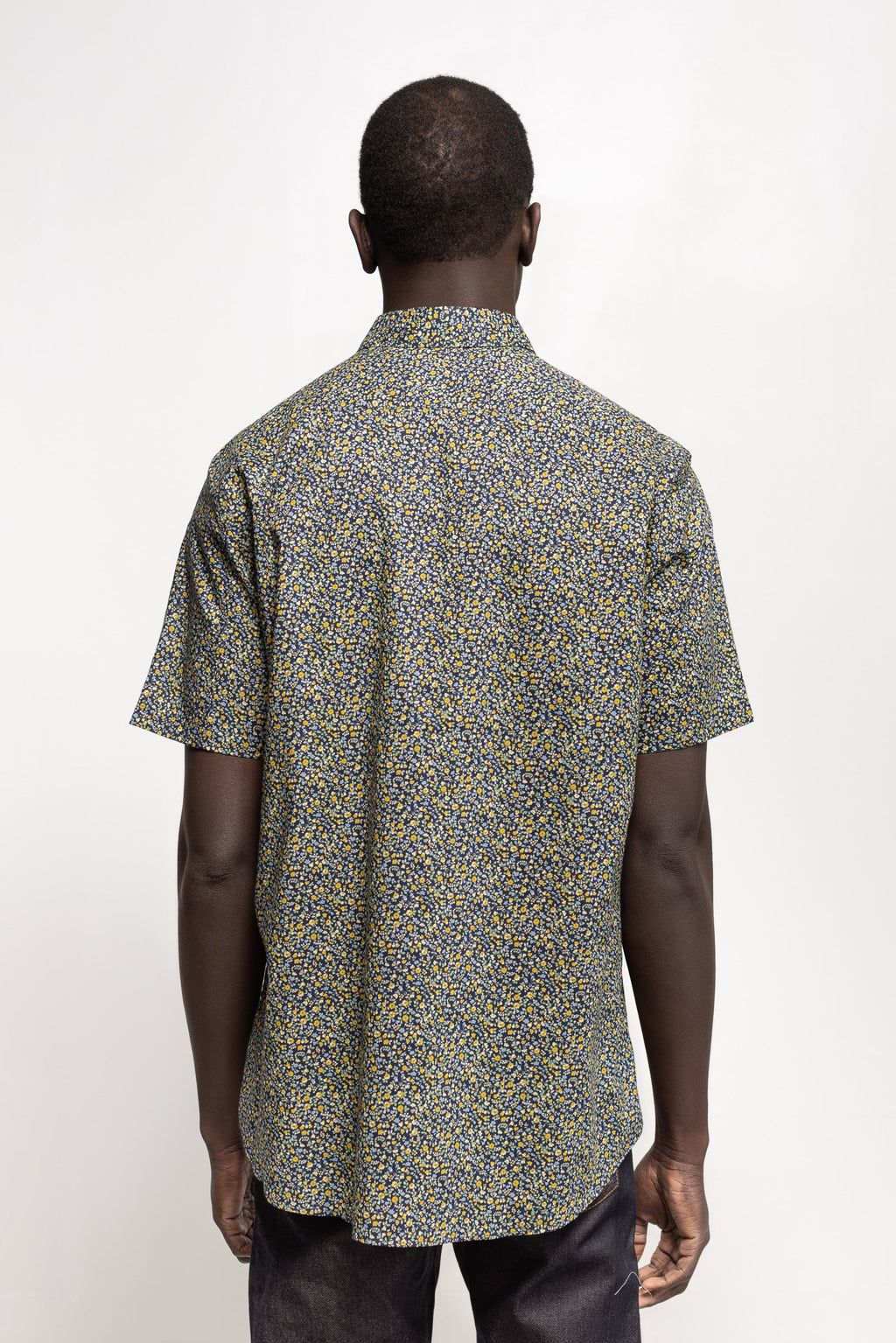 Shortsleeve Navy Japanese Mini Floral Printed Lawn