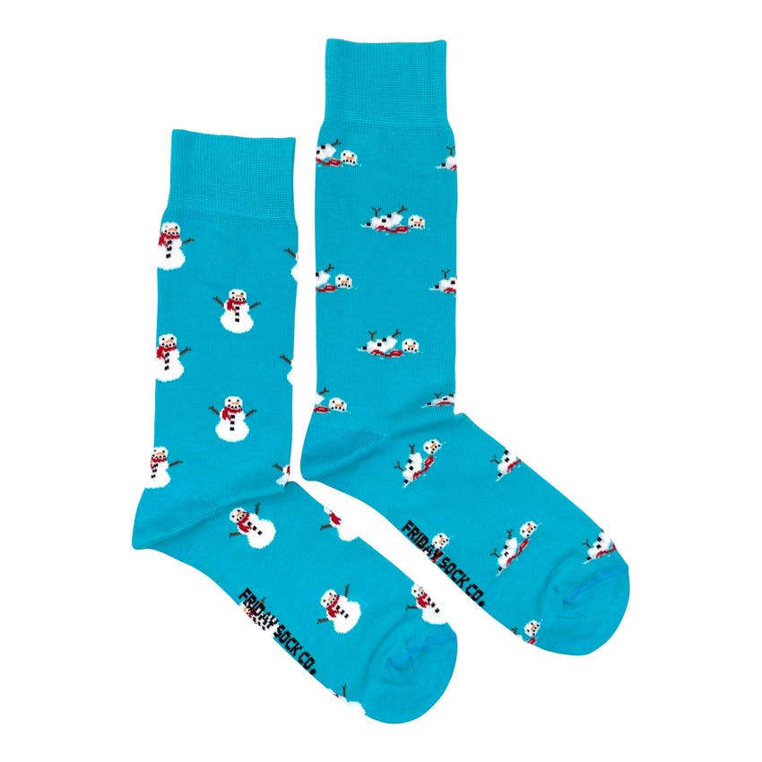 Ugly Christmas Melting Snowman Mismatched Mens Socks