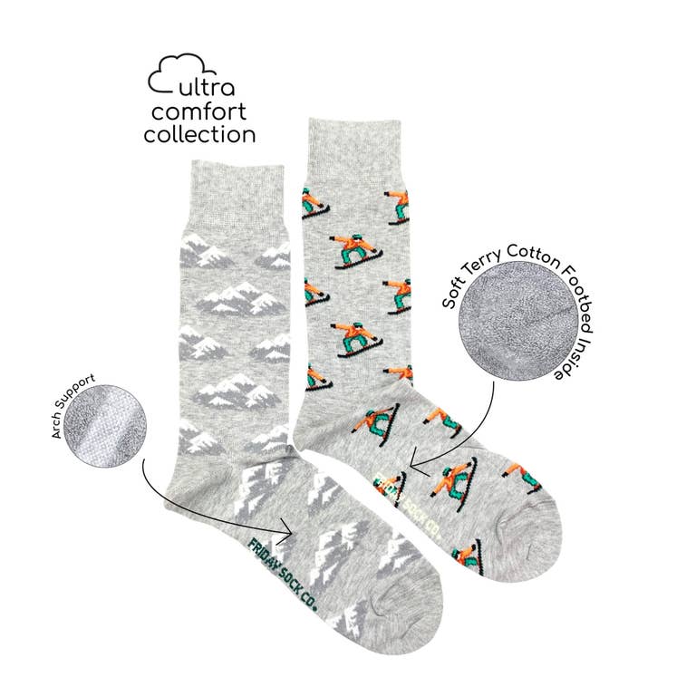 Snowboarder Ultra Comfort Fit Mismatched Mens Socks