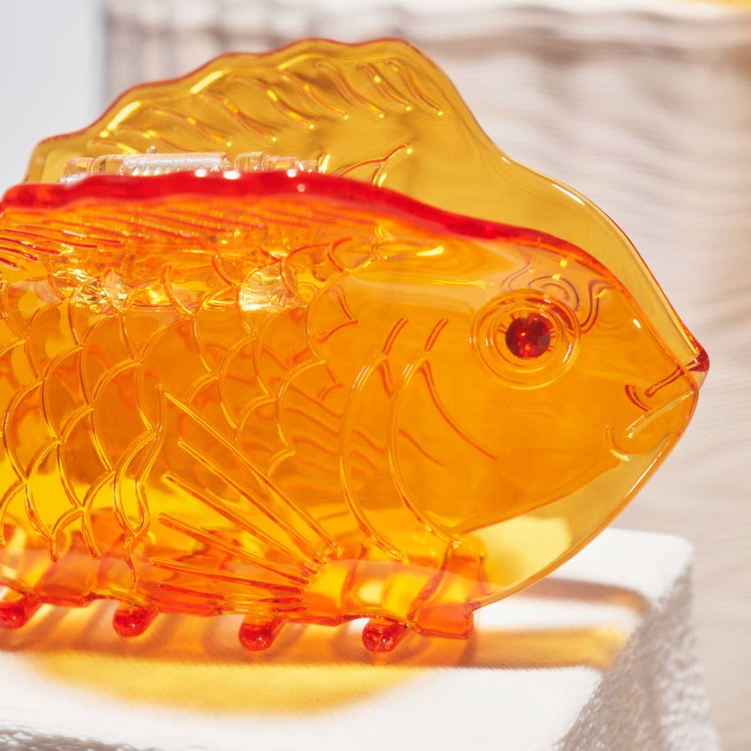 Sea Bream Clear Orange Acetate Ocean Fish Hair Claw Clip