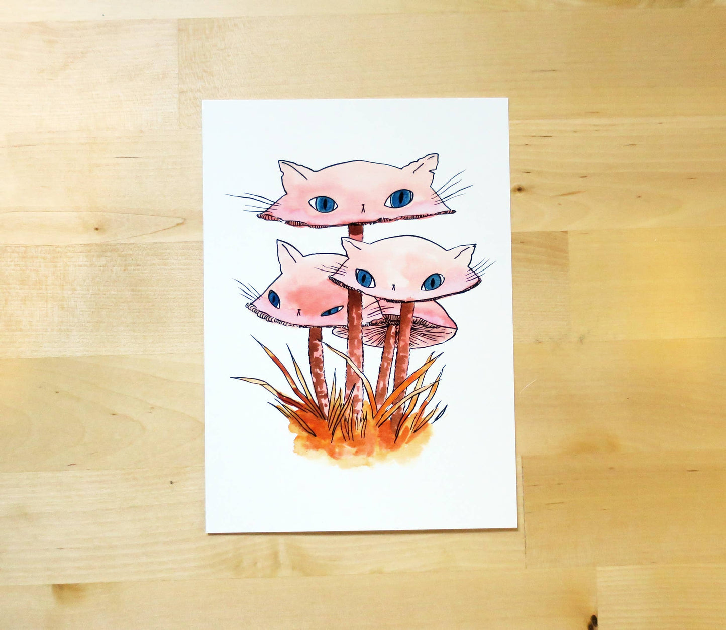 Pinkies Meowshroom Postcard/Mini Print