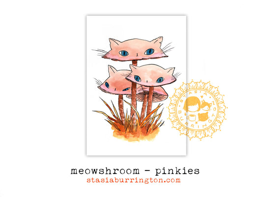 Pinkies Meowshroom Postcard/Mini Print