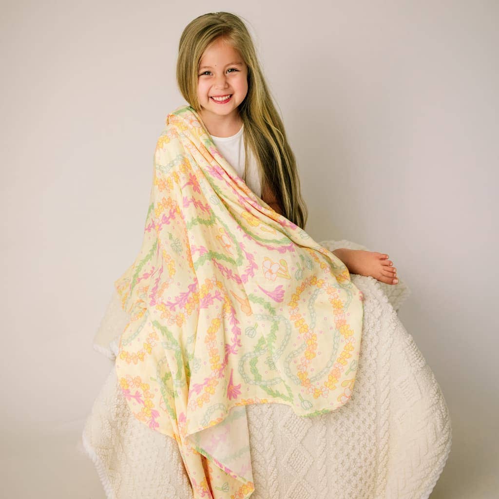 Lei Day in Sand Muslin Swaddle Blanket
