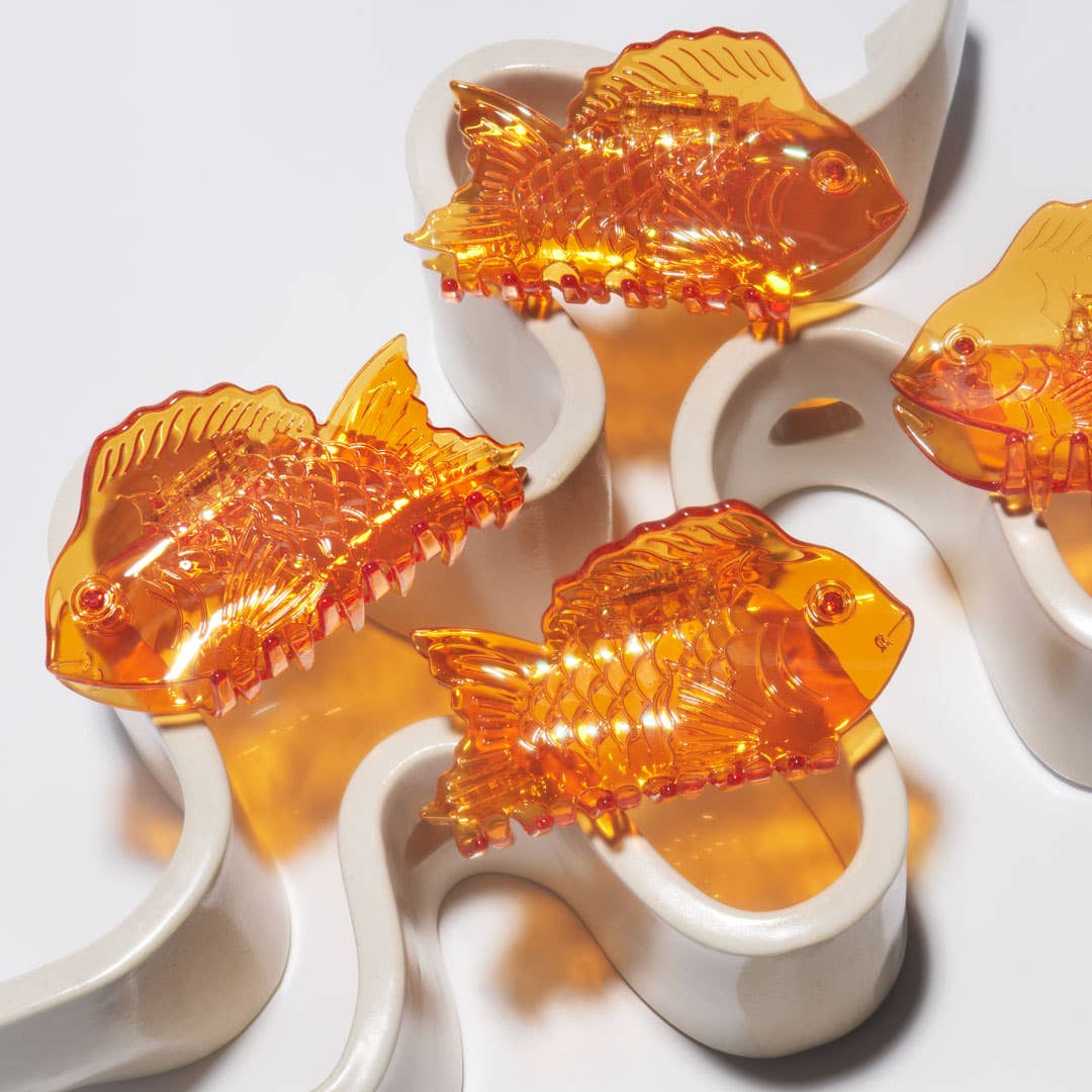 Sea Bream Clear Orange Acetate Ocean Fish Hair Claw Clip