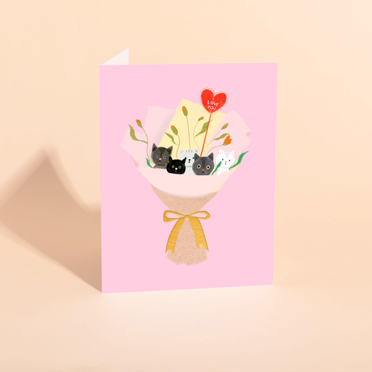 Cat Bouquet Love Card