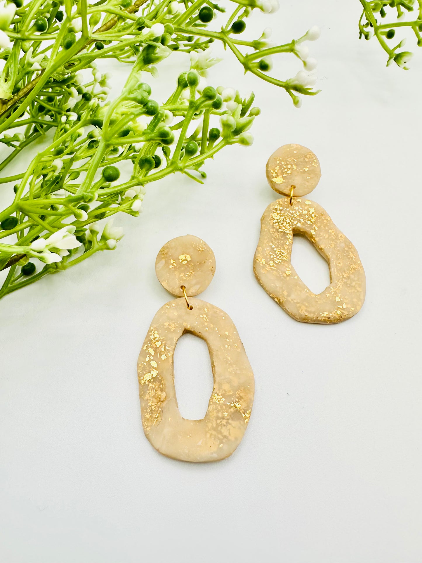 Large Geo Earrings - Gold Speckle
