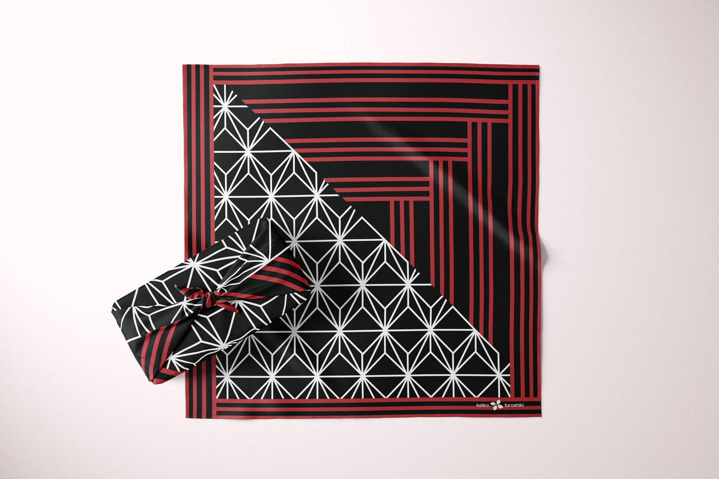 Furoshiki Reusable Japanese Fabric Gift Wrap Asanoha Stripe