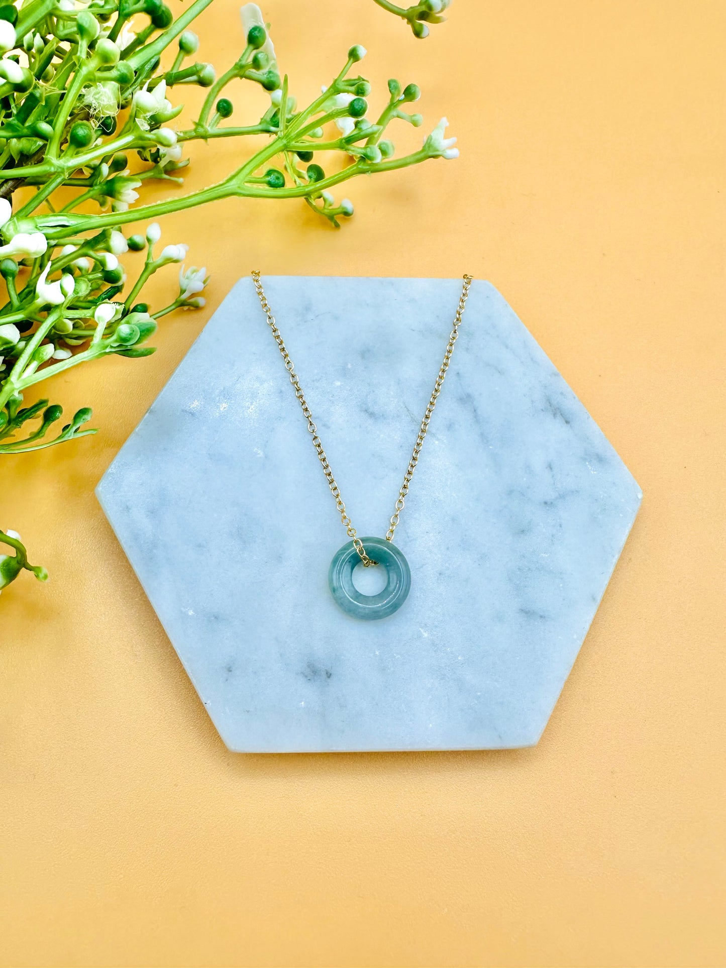 Blue Water Jade Donut Necklace