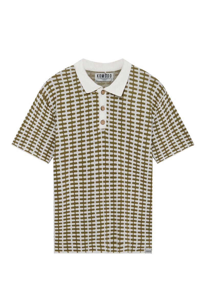 Ivory Cal Polo Top - weave stripe