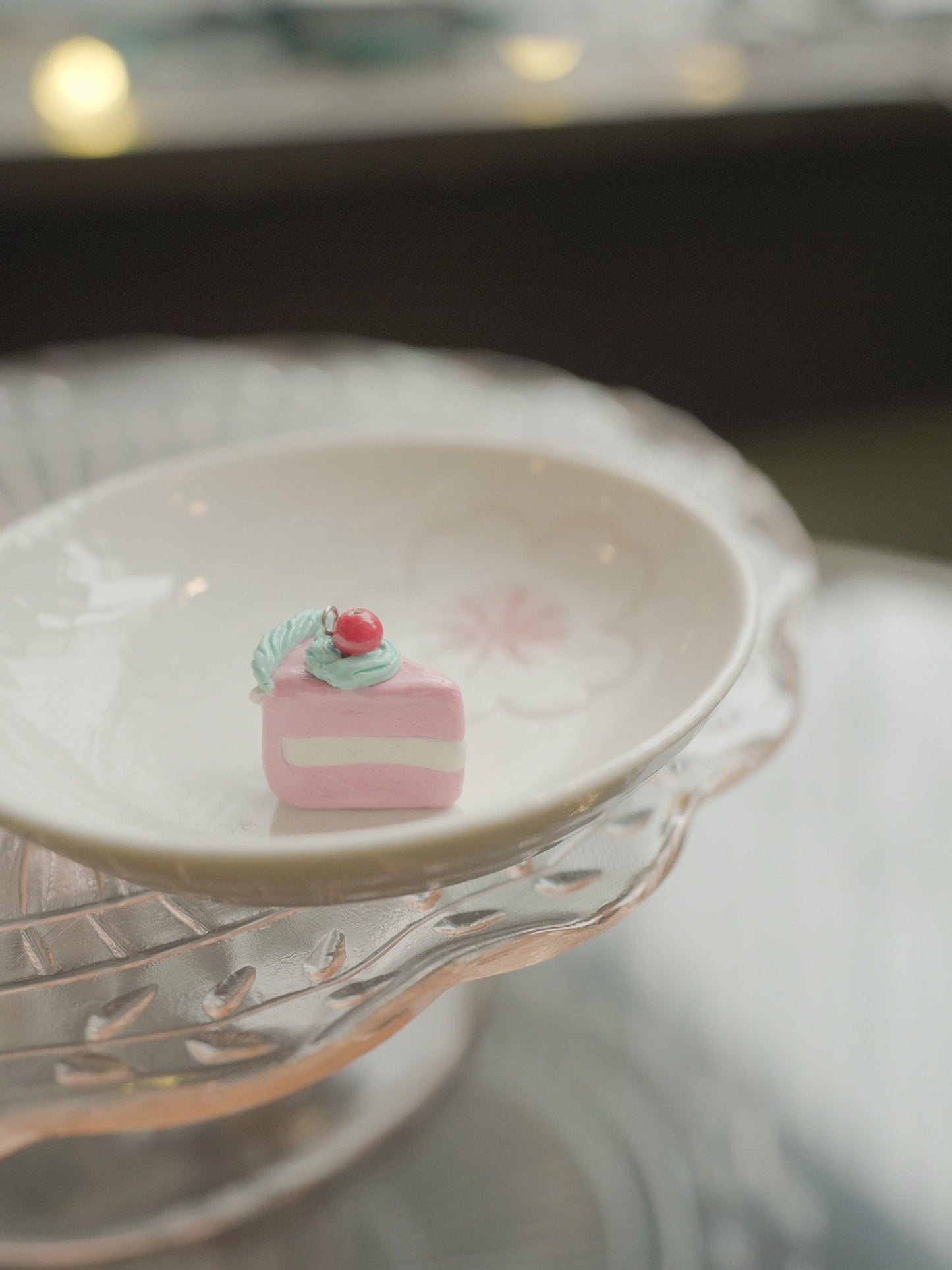 Pink Cherry Slice Cake Charm