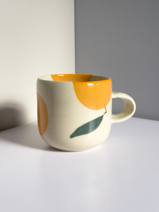 Large Orange Illustrated 8 oz Mug