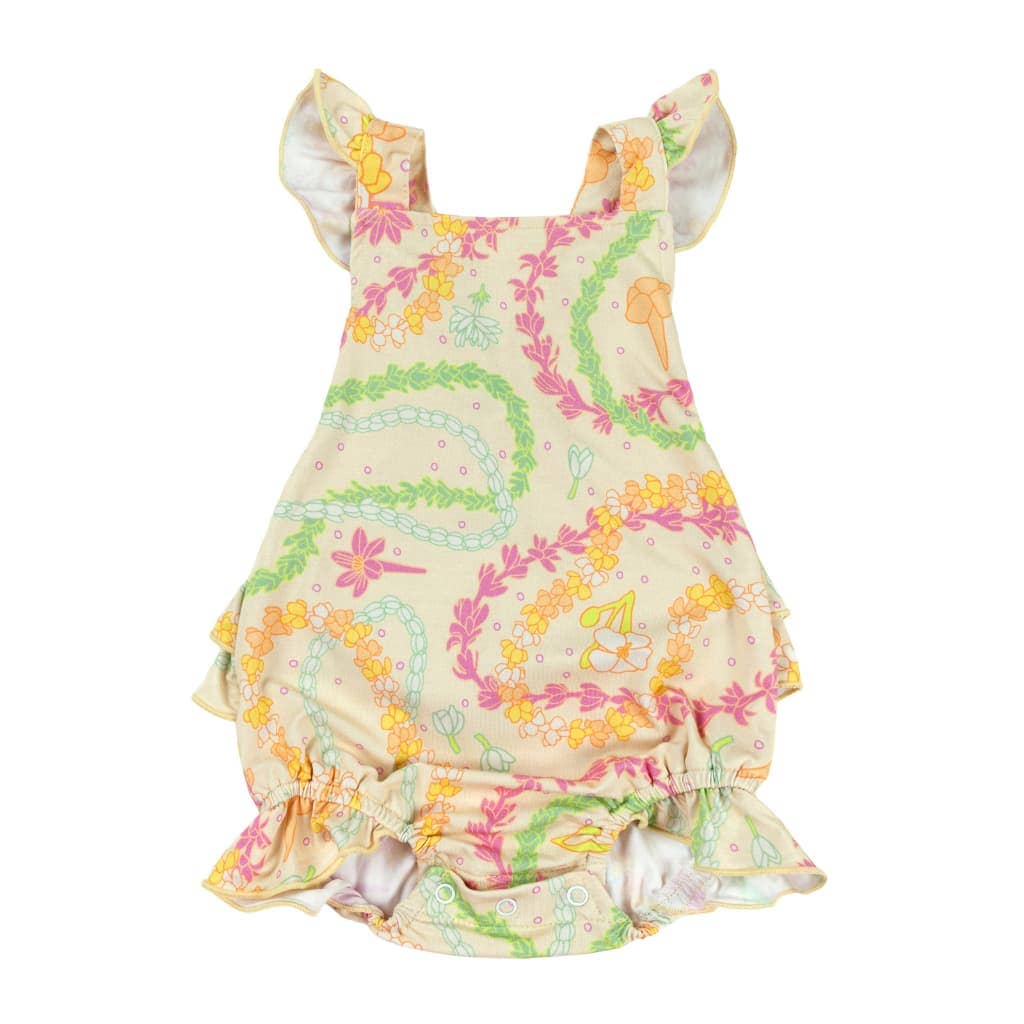 Lei Day in Sand Ruffle Bamboo Romper