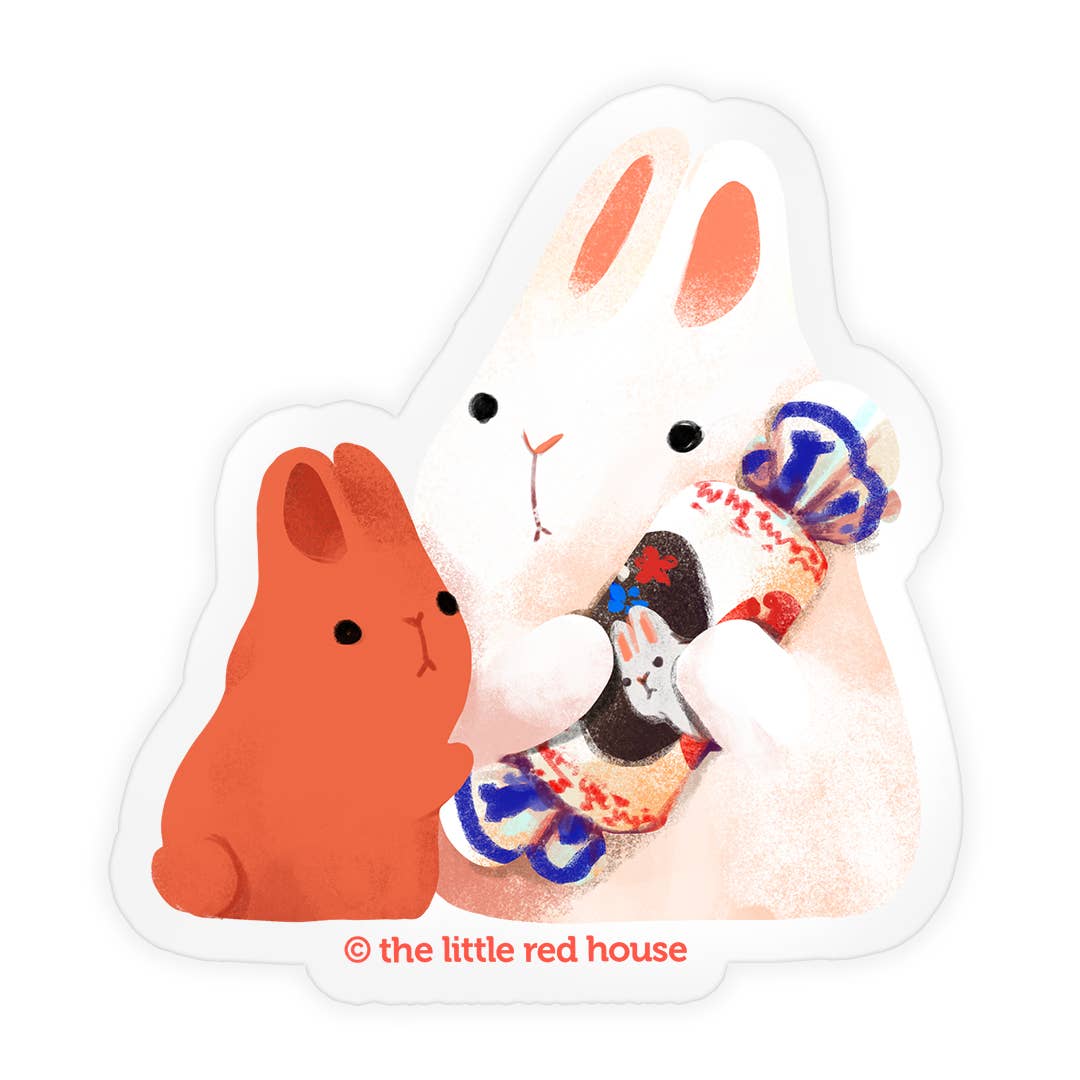 Bunnies with Candy Clear Sticker