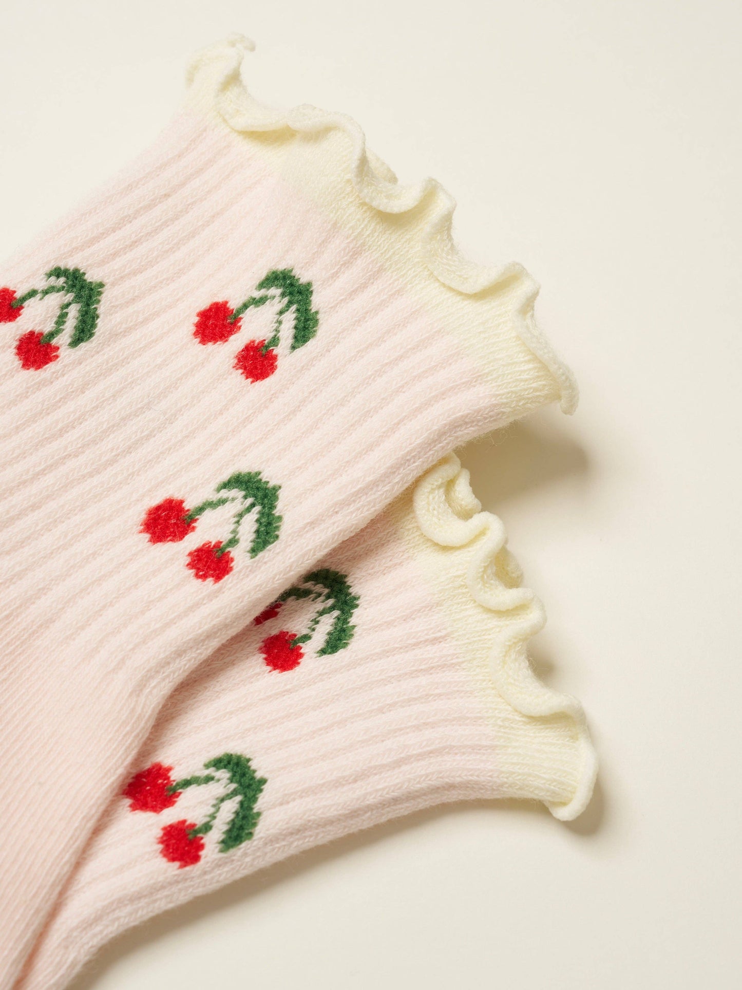 🍒 Cherry Ruffle Grip Sock - baby pink
