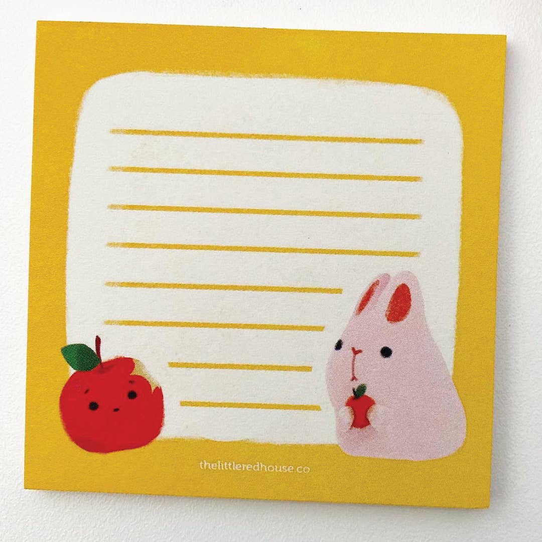 Bunny with Apple Lined Sticky Note