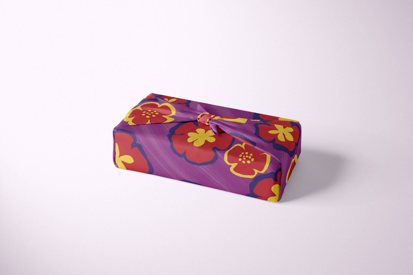 Furoshiki Reusable Japanese Fabric Gift Wrap Red Flowers