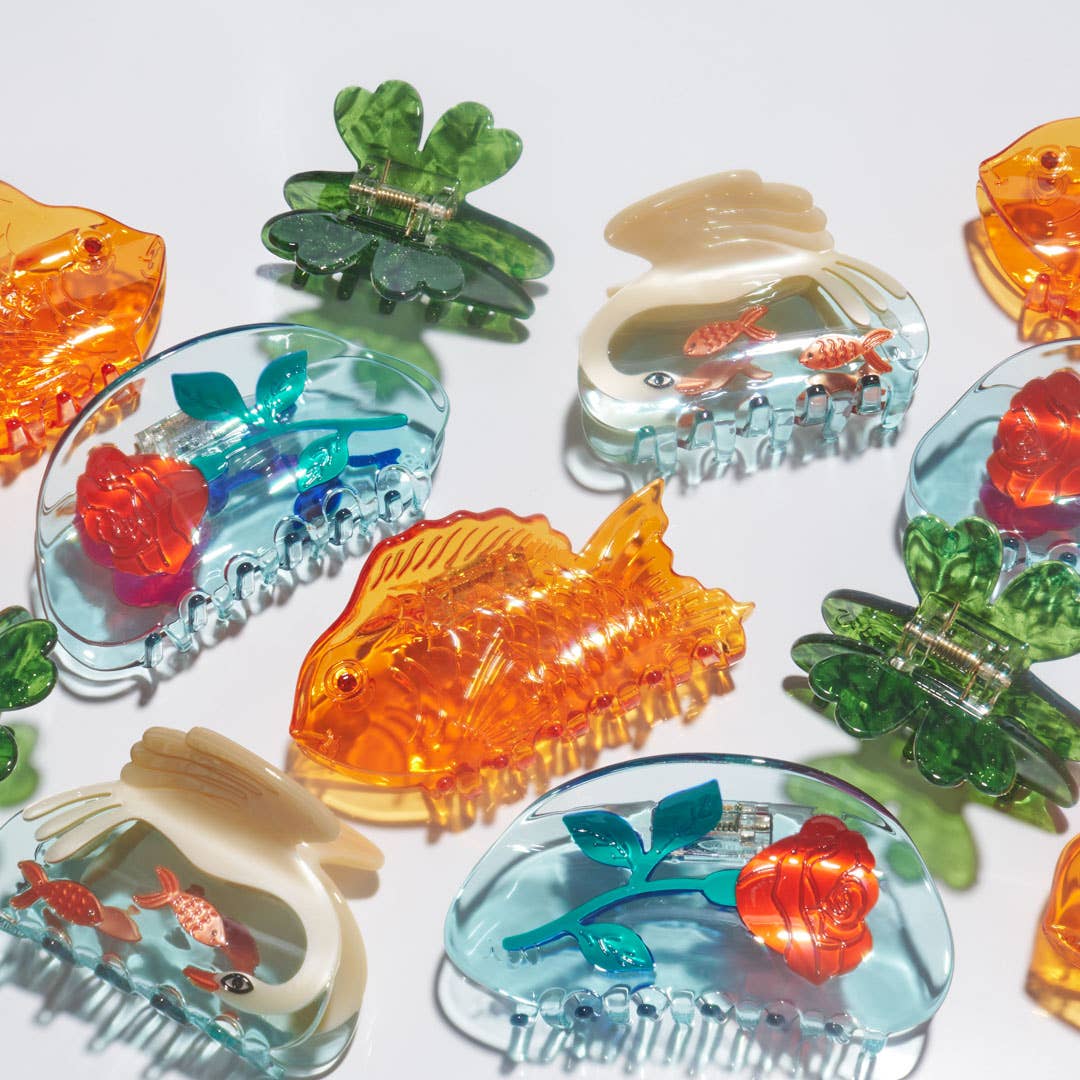 Sea Bream Clear Orange Acetate Ocean Fish Hair Claw Clip