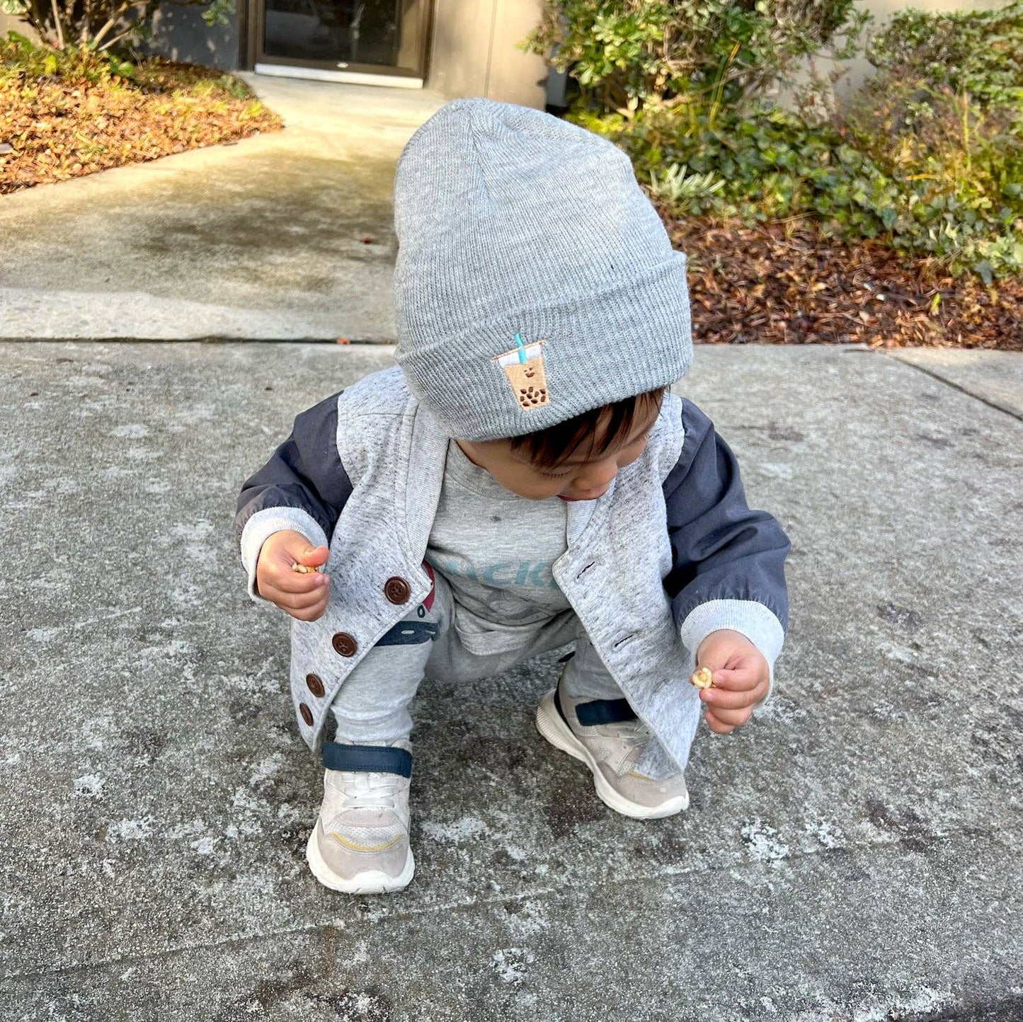 Boba Milk Tea Kids Beanie: Frost Blue