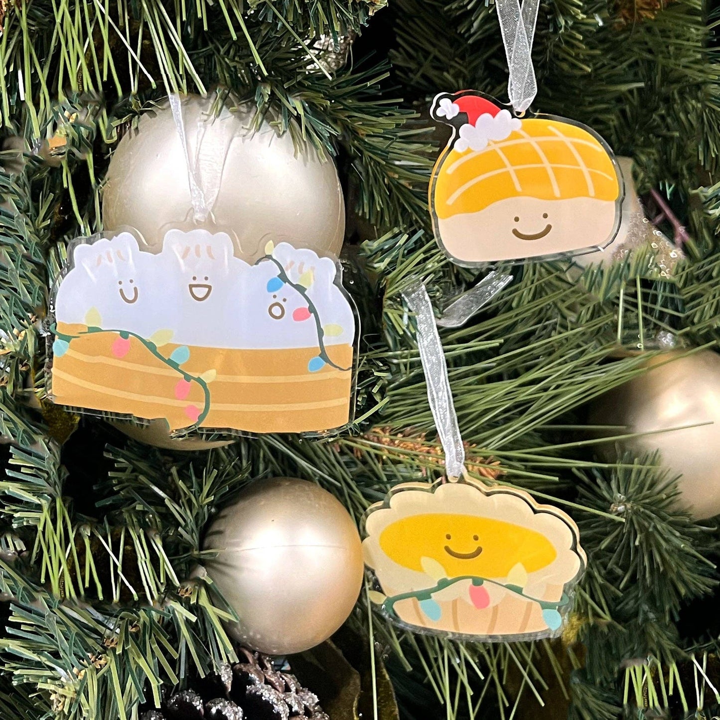 Dim Sum Dumpling Food Holiday Ornament Set of 3