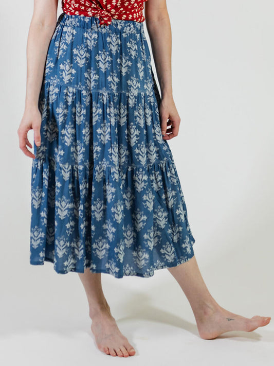 Indigo Blossom Tiered Danielle Skirt