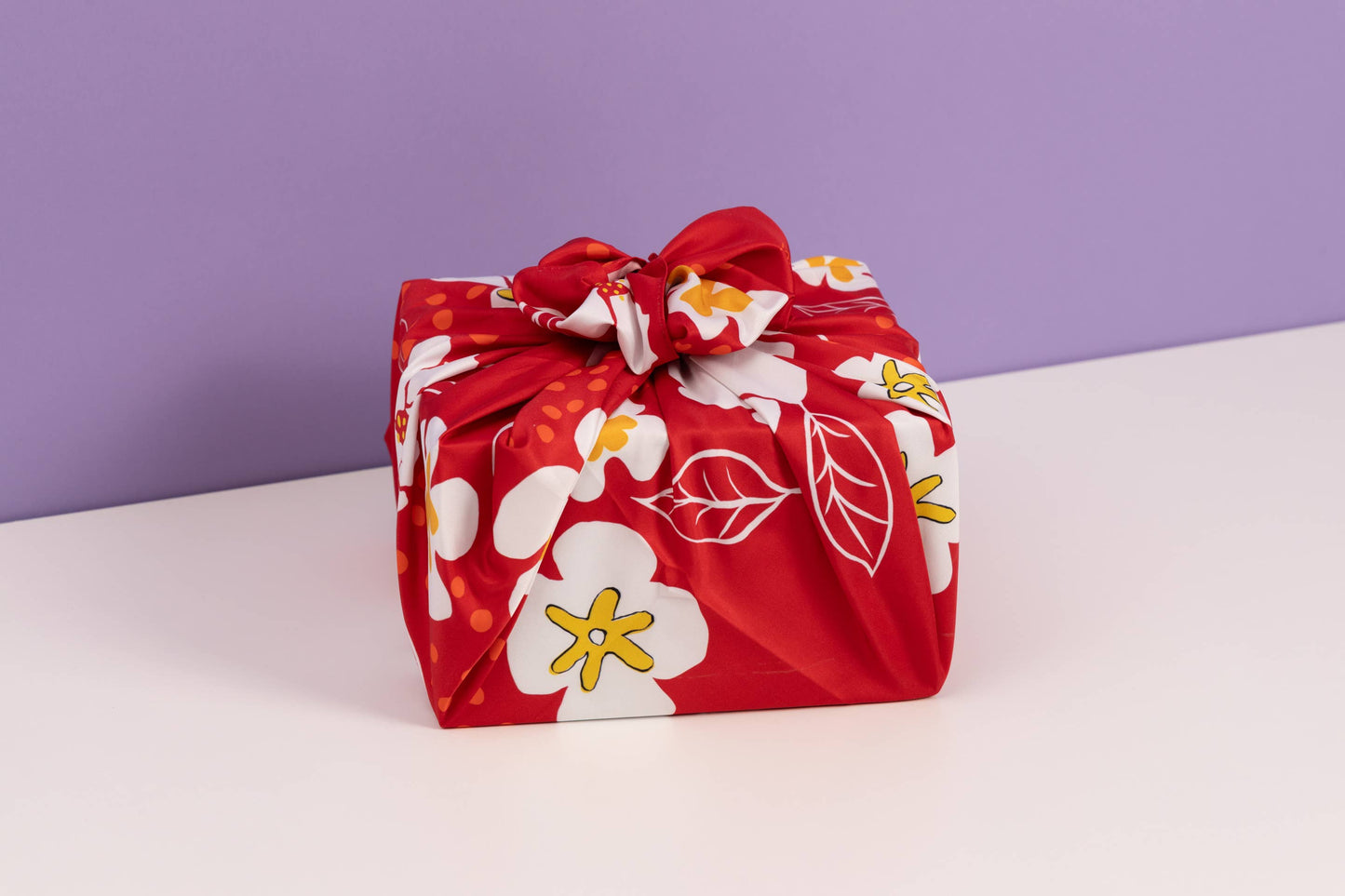 Furoshiki Reusable Japanese Fabric Gift Wrap White Camellia