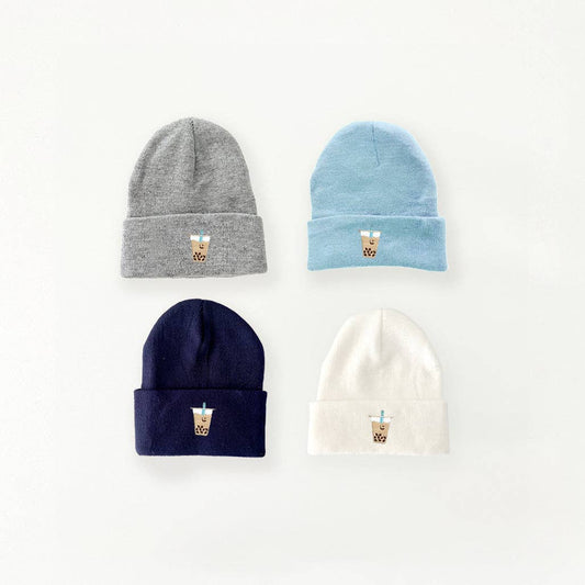 Boba Milk Tea Kids Beanie: Frost Blue