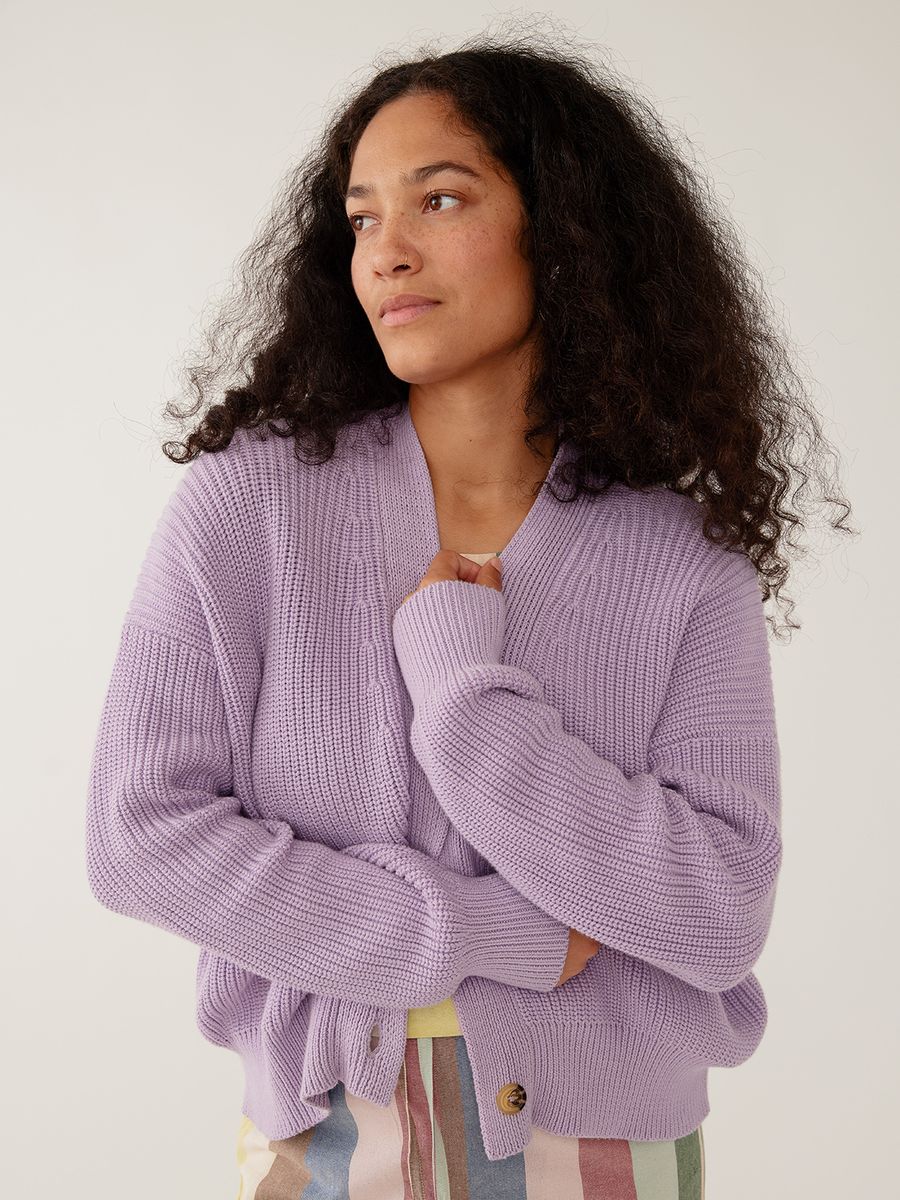 Lilac Fisherman Cotton Cardigan