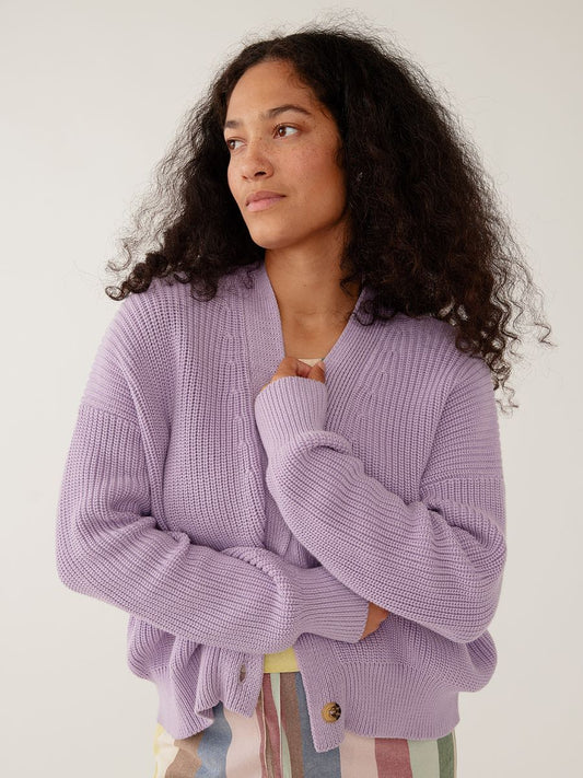 Lilac Fisherman Cotton Cardigan
