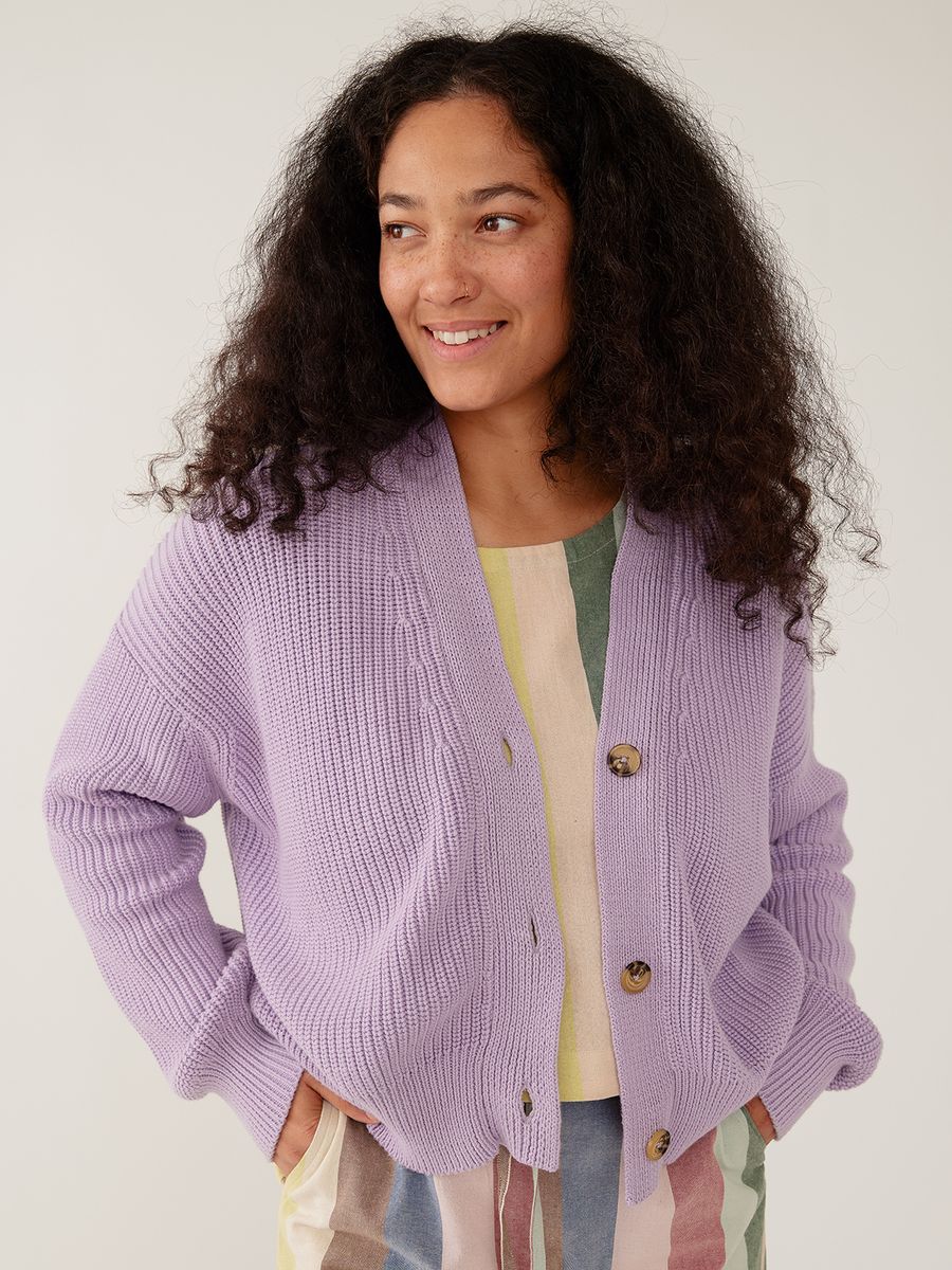 Lilac Fisherman Cotton Cardigan