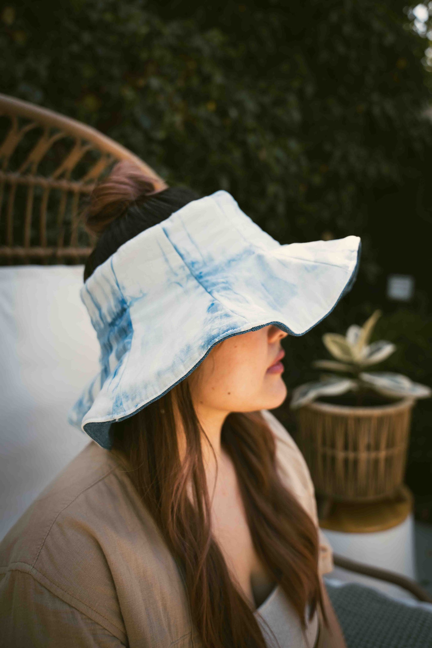 Indigo Reversible Puka Sun Hat
