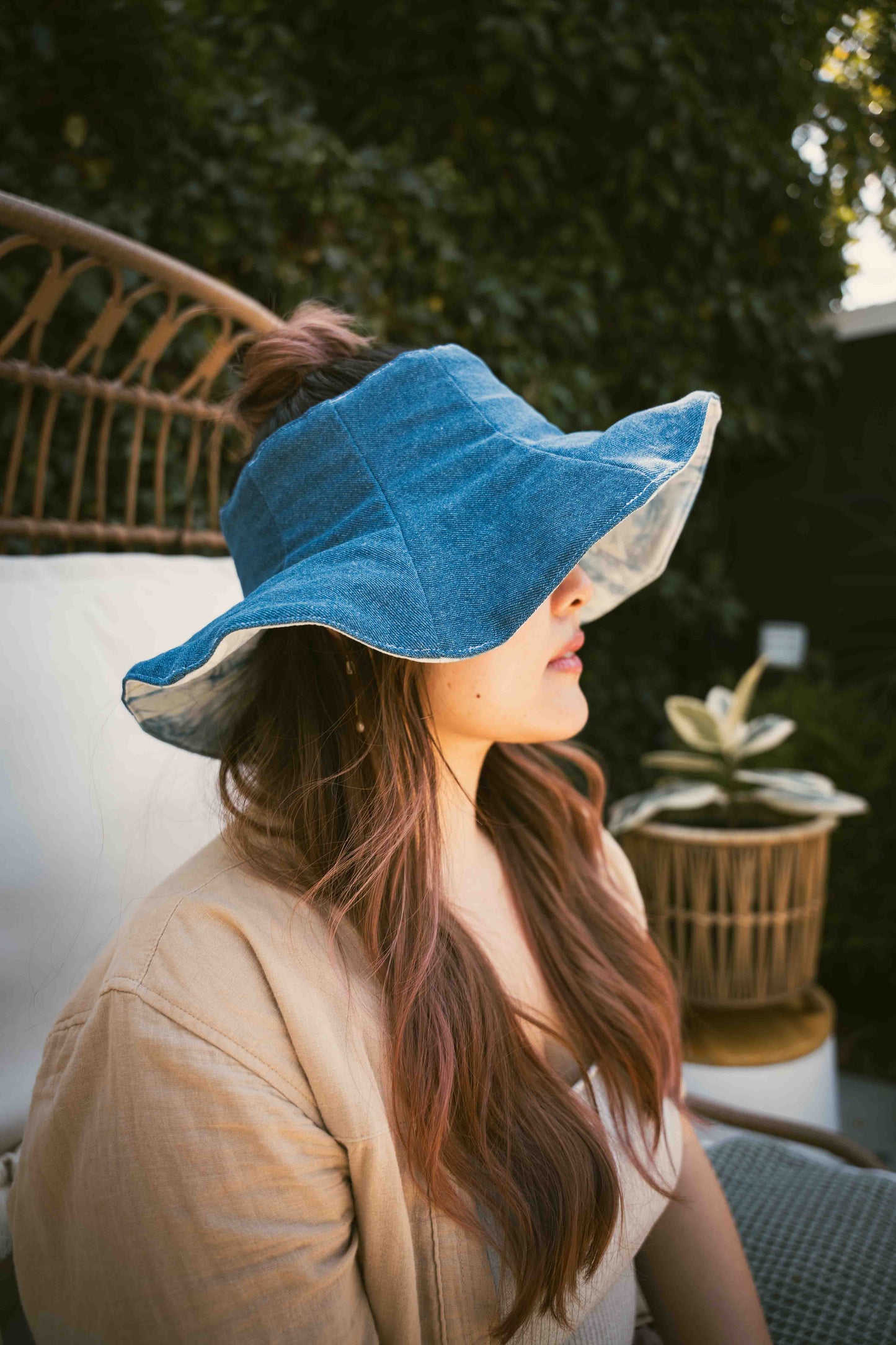 Indigo Reversible Puka Sun Hat