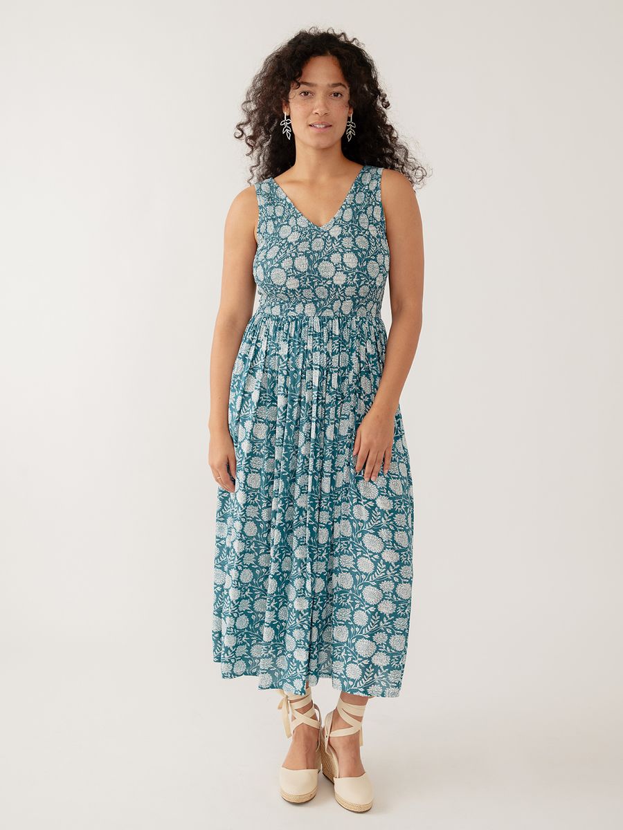 Lily V-Neck Sleeveless Dress Teal Modal