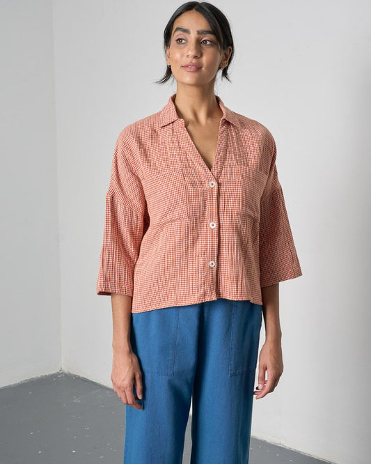 Rust Check Ava Blouse