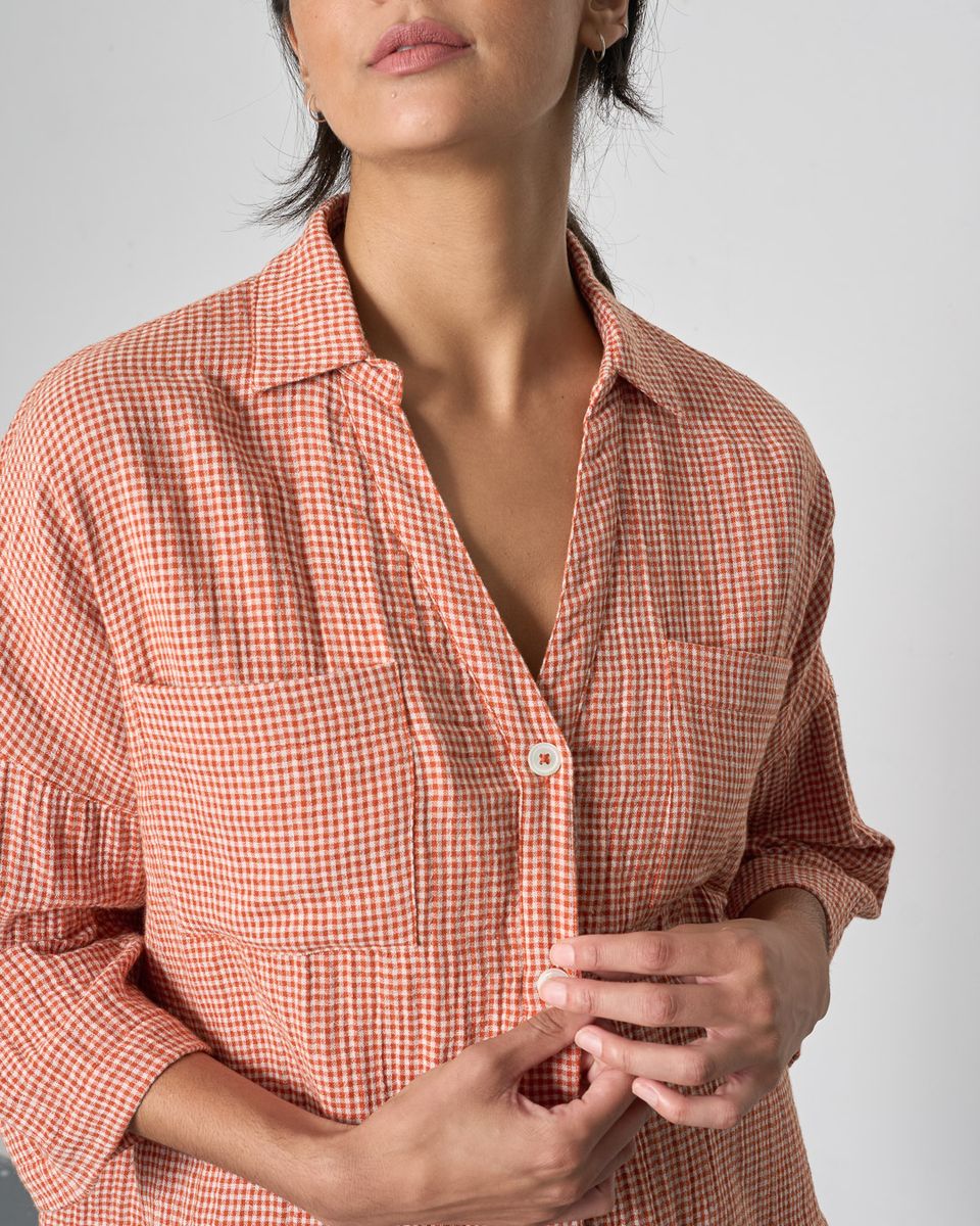 Rust Check Ava Blouse