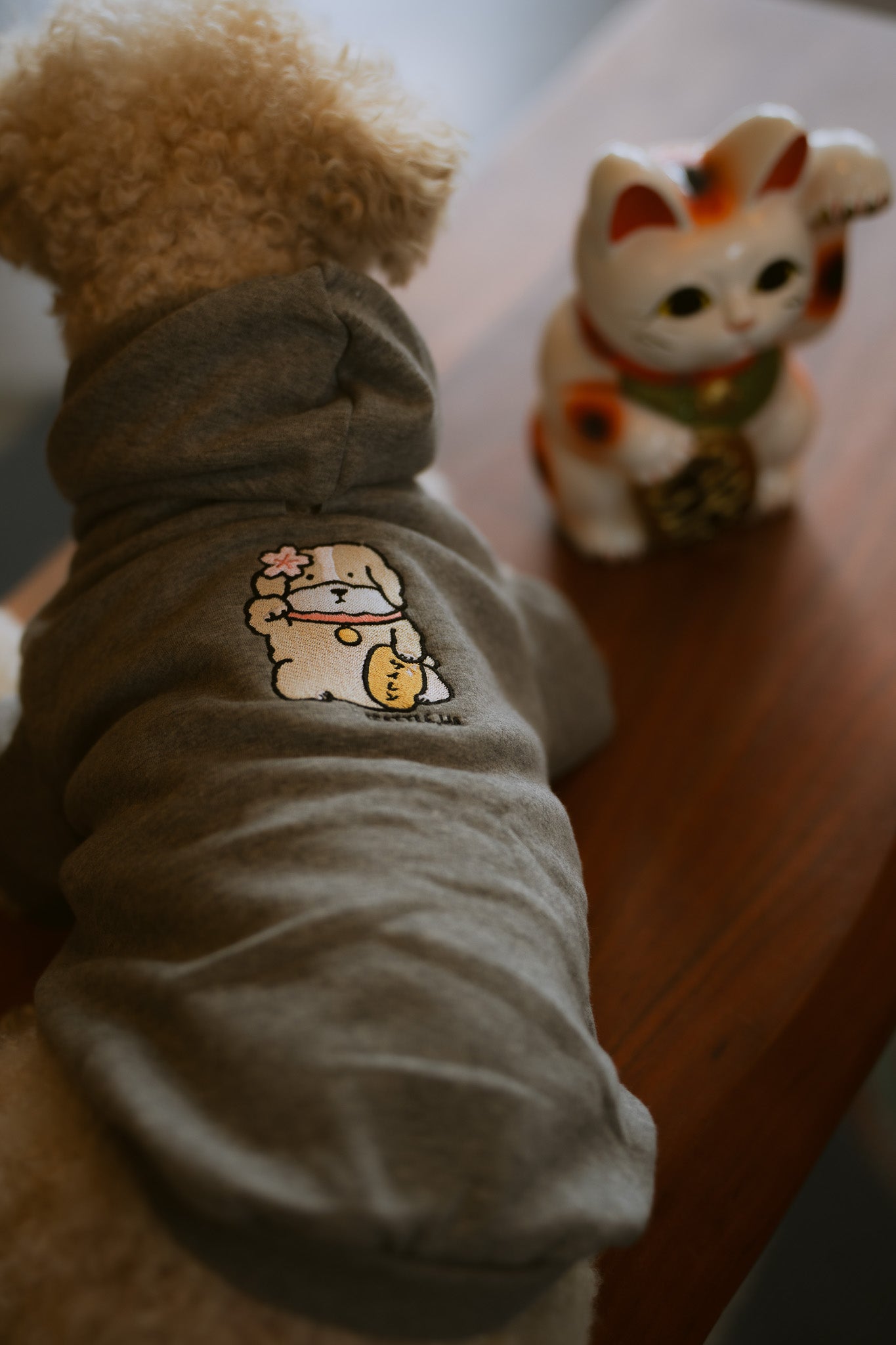 Maneki Dog Dog Hoodie - Grey