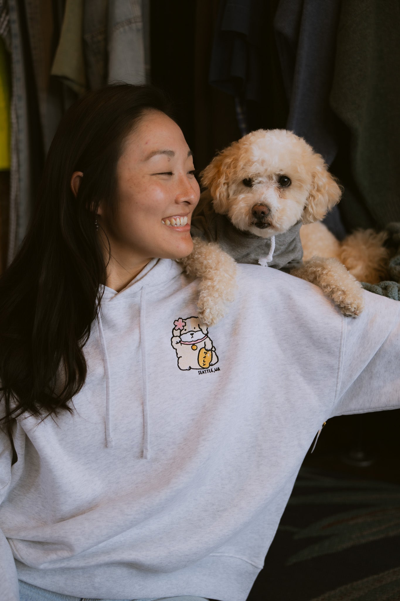 Maneki Dog Organic Cotton Womens Hoodie