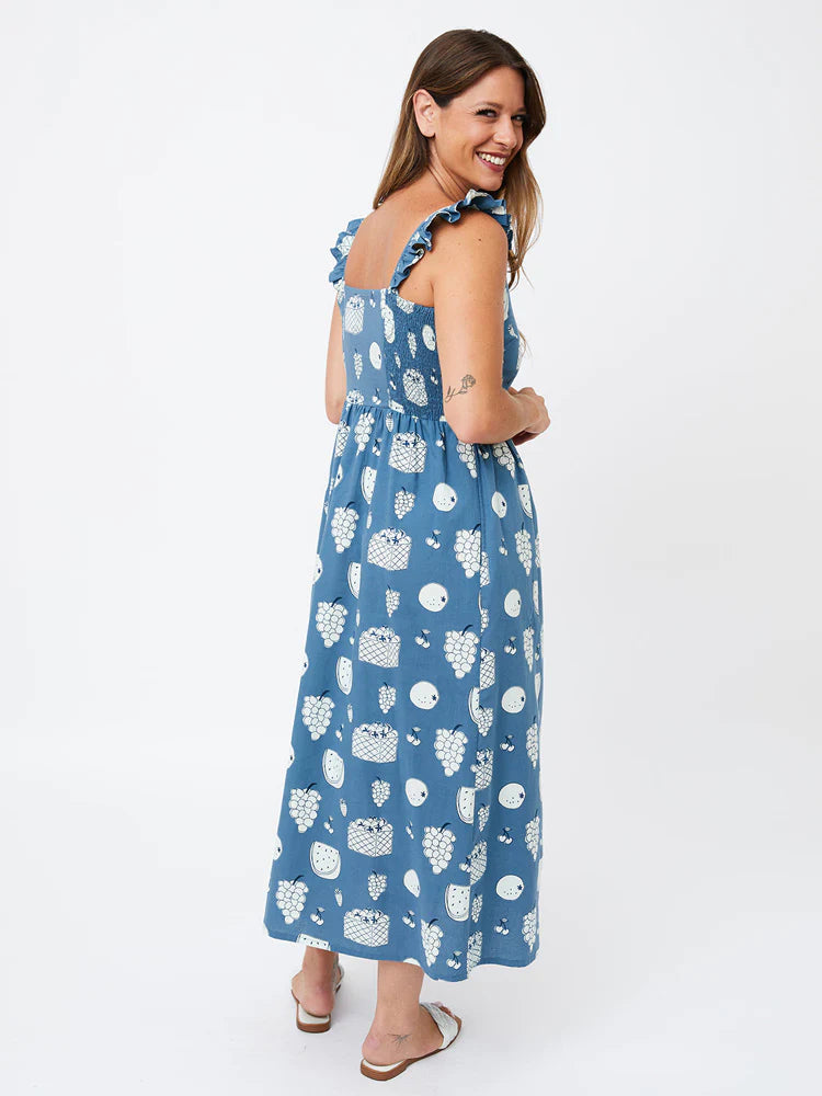 Fruity Blue Ruffle Strap Dress