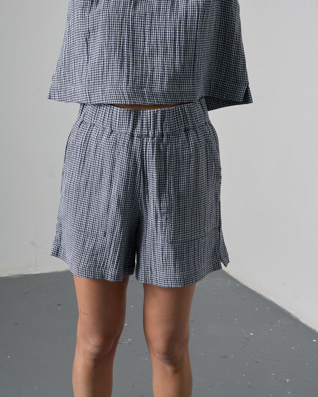 Navy Check Petra Shorts