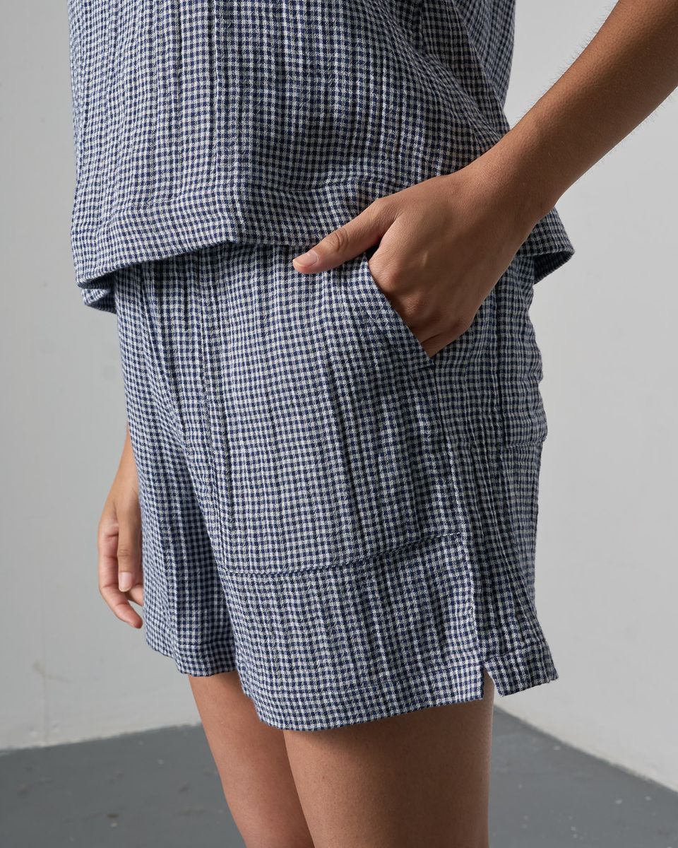 Navy Check Petra Shorts