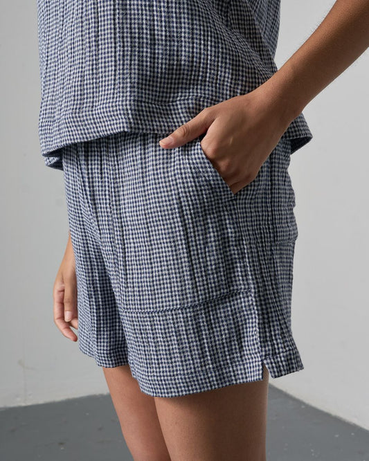 Navy Check Petra Shorts