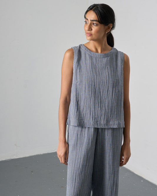 Navy Check Pippa Blouse