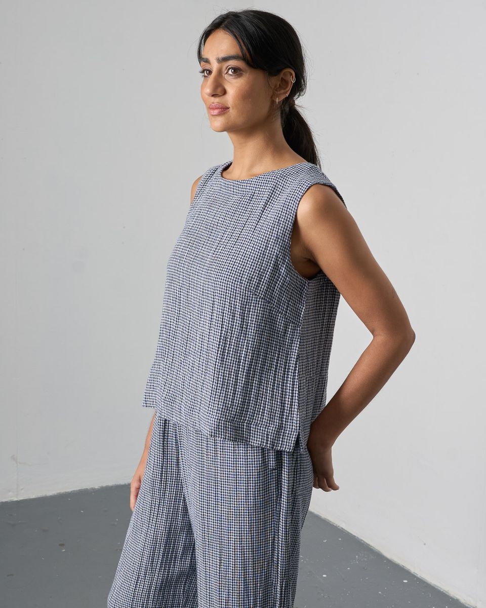 Navy Check Pippa Blouse